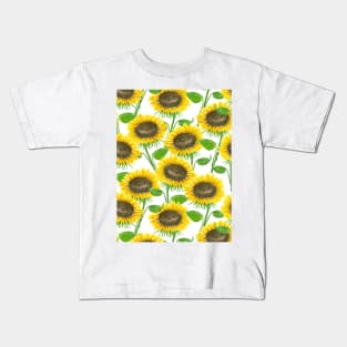 Sunflowers watercolor pattern Kids T-Shirt